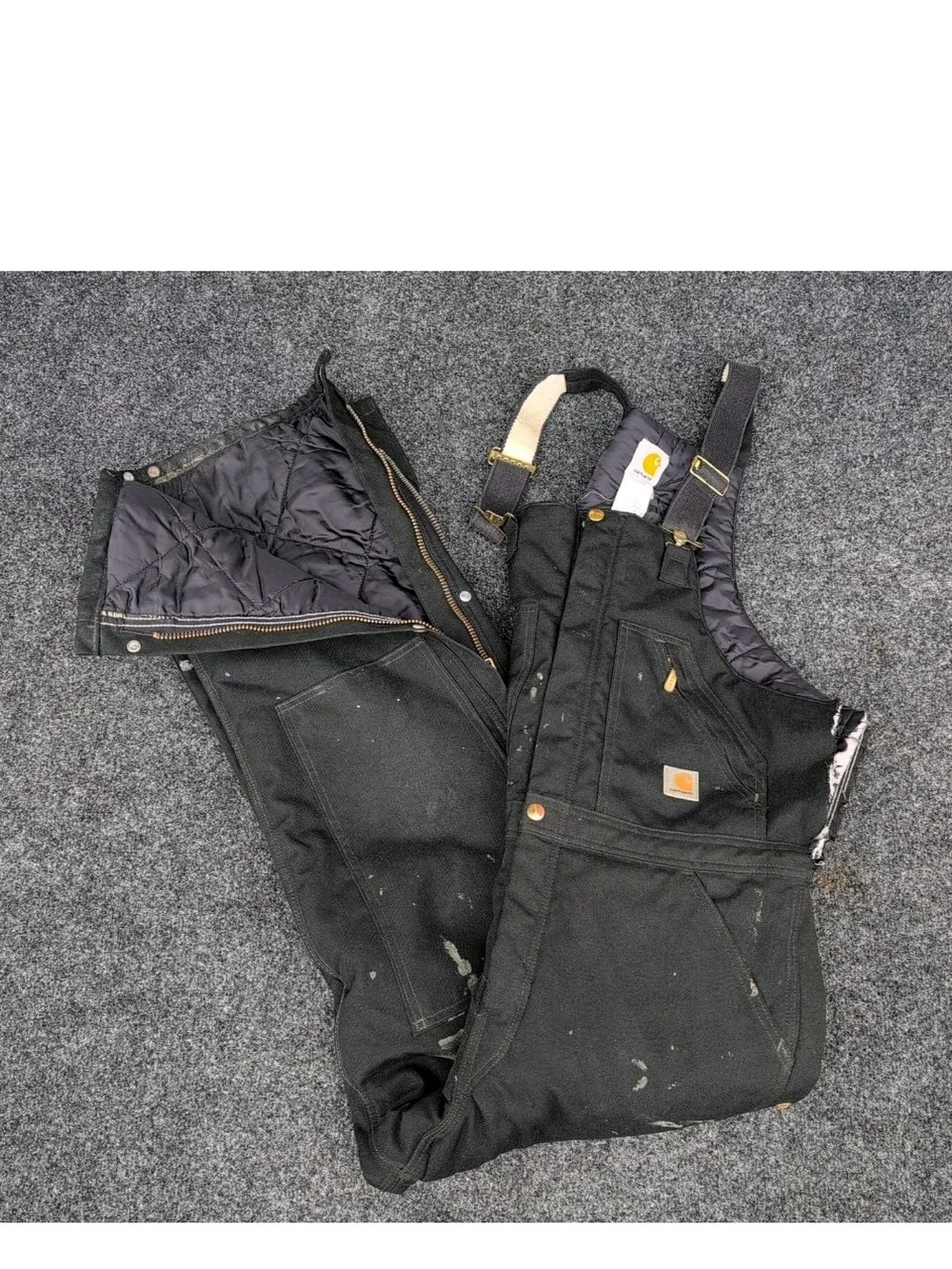 Carhartt R33 Overalls 32x32 Black Yukon Extreme Artic Bibs Insulated Distressed